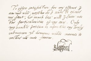 Edward Seymour, 1e graaf van Hertford, 1e baron Beauchamp, 1539 - 1621. Handschriftmonster en handtekening. door Unknown